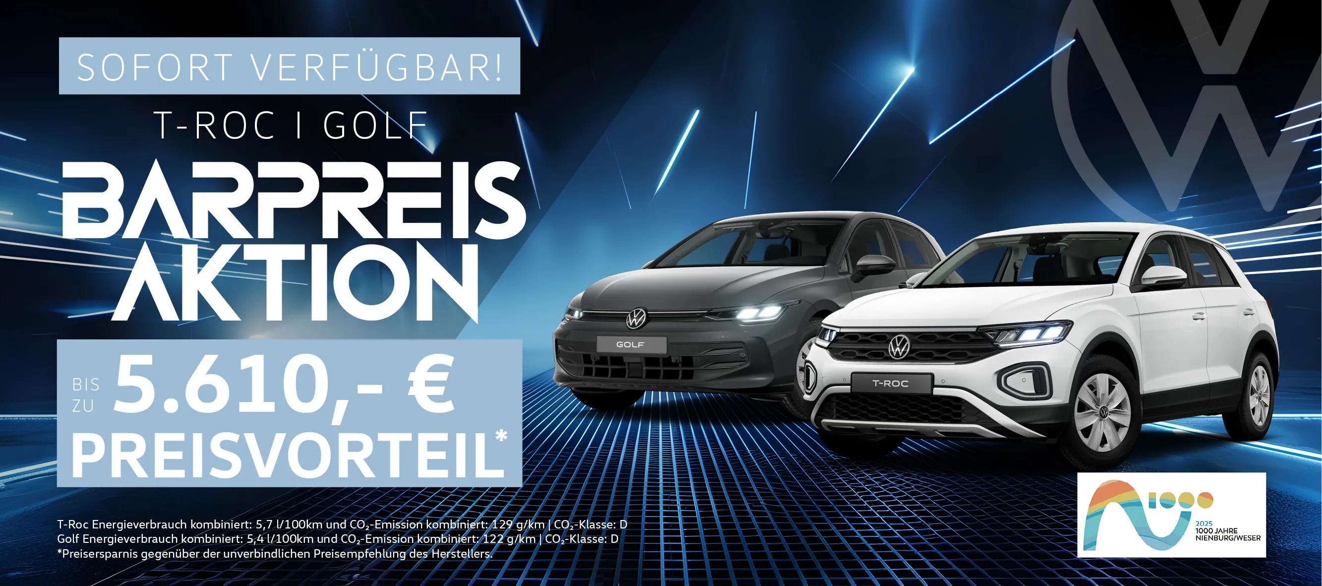 Slider T-Roc & Golf Barpreis-Aktion